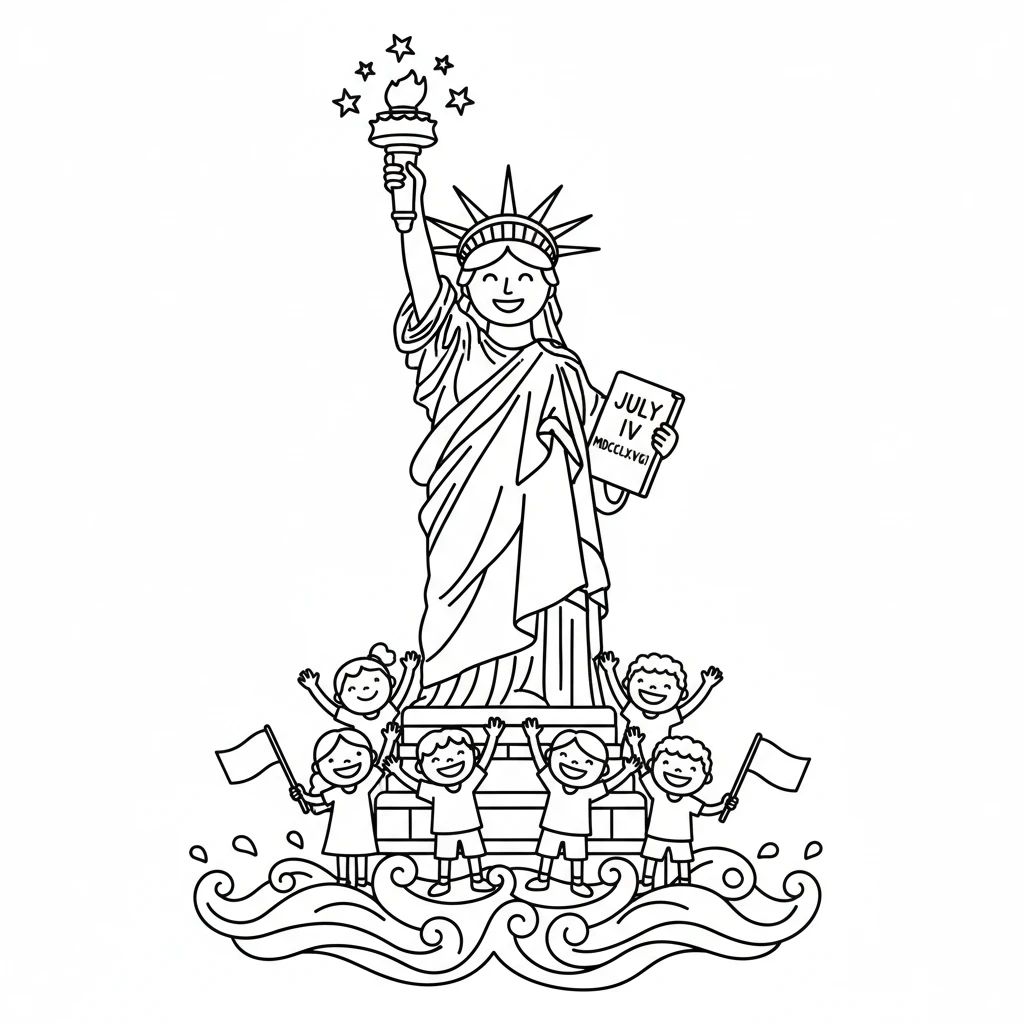 coloriage Statue de la Liberté a colorier en ligne gratuitement