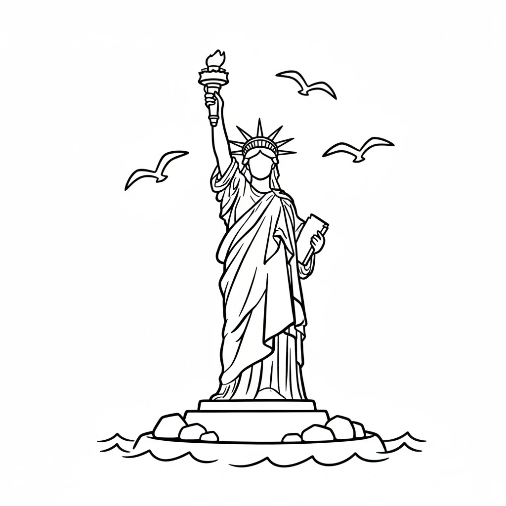 coloriage Statue de la Liberté a imprimer gratuit