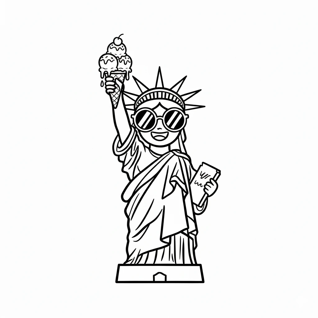 coloriage Statue de la Liberté et decoupage a imprimer gratuit 1