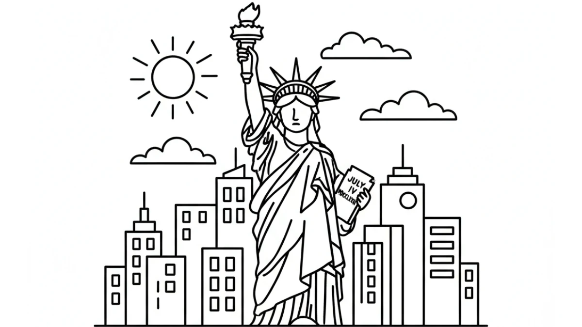 coloriage Statue de la Liberté pour enfant de à imprimer
