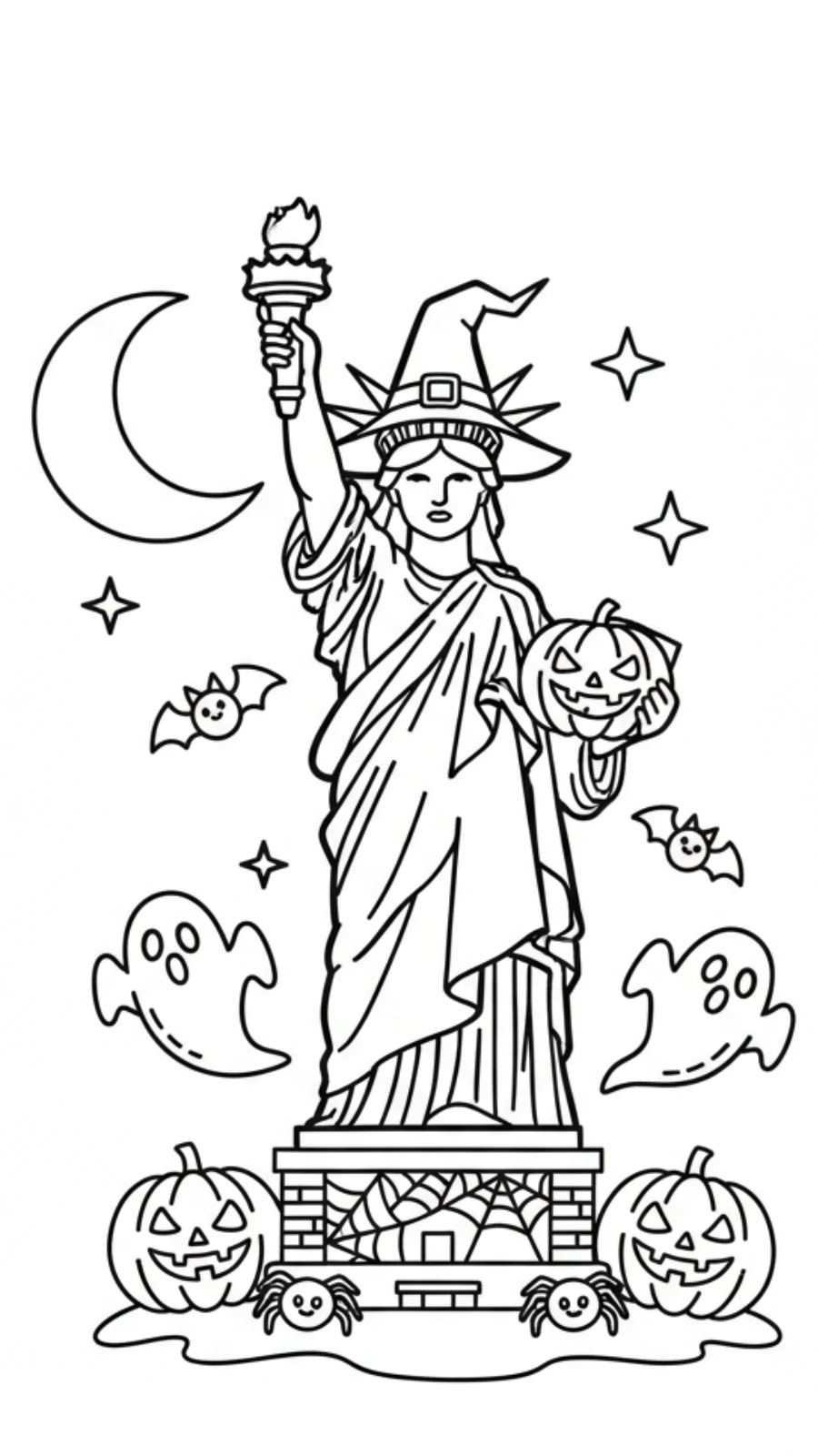 coloriage Statue de la Liberté et decoupage a imprimer gratuit