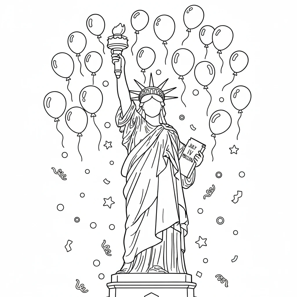 coloriage Statue de la Liberté à imprimer pour enfant de 3 ans