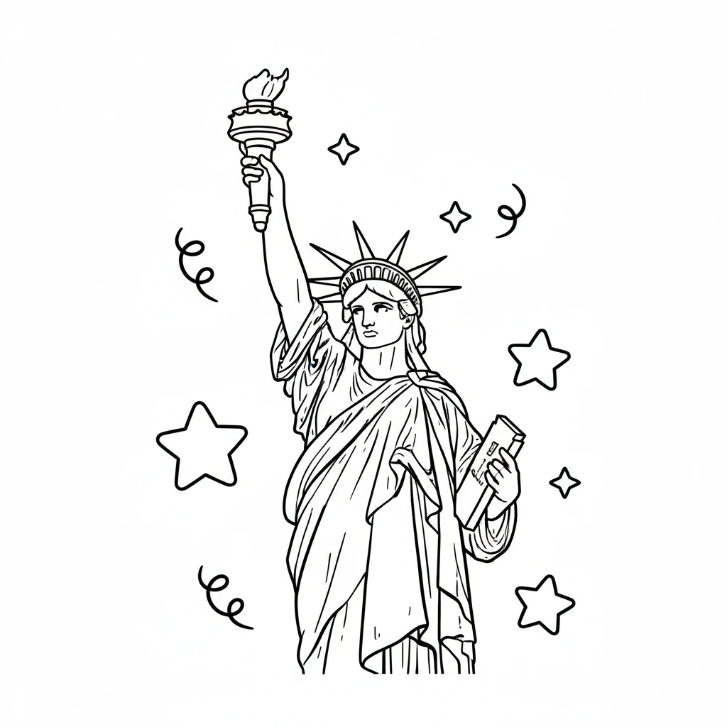 coloriage Statue de la Liberté a dessiner en ligne