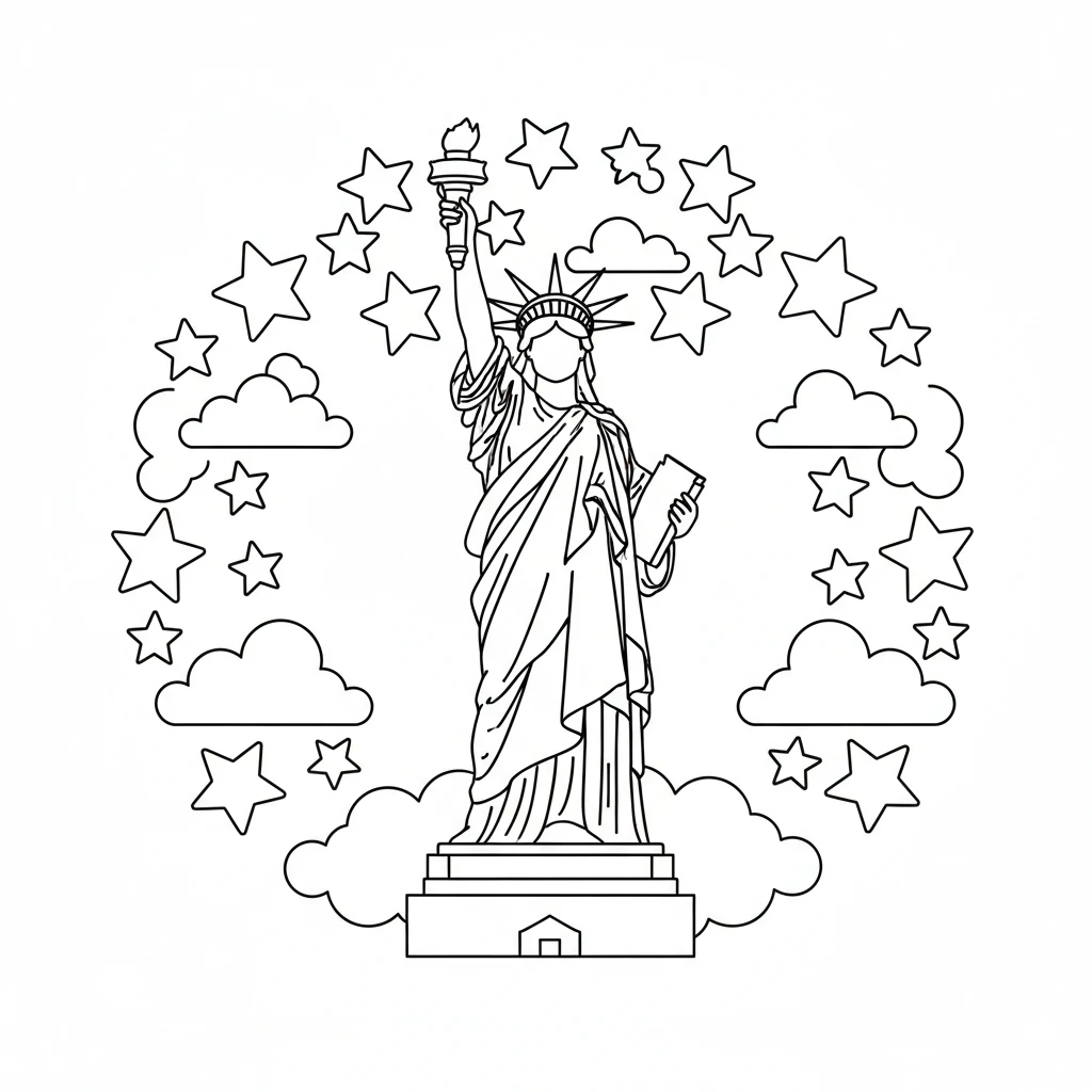 coloriage Statue de la Liberté en ligne pour enfant