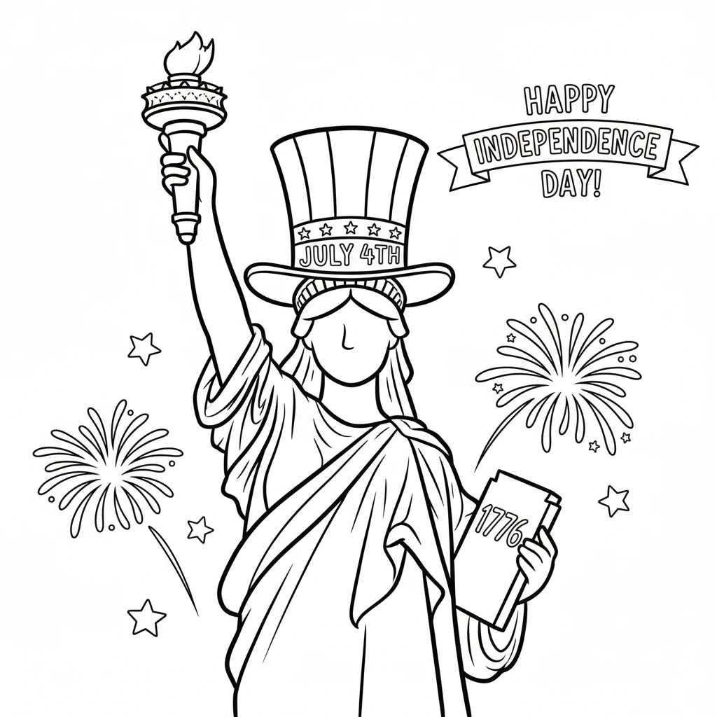 coloriage Statue de la Liberté pour enfants à imprimer