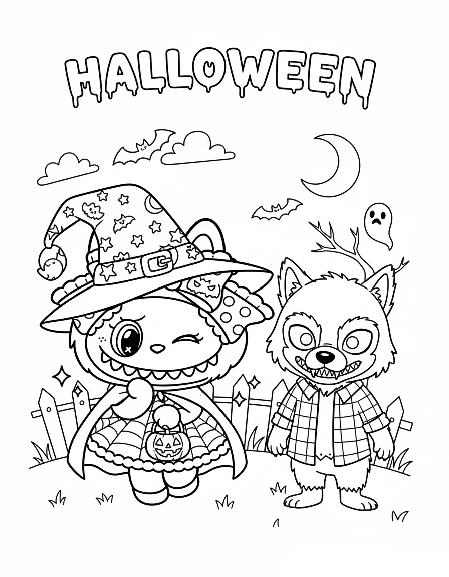 coloriage Labubu Halloween à imprimer gratuitement
