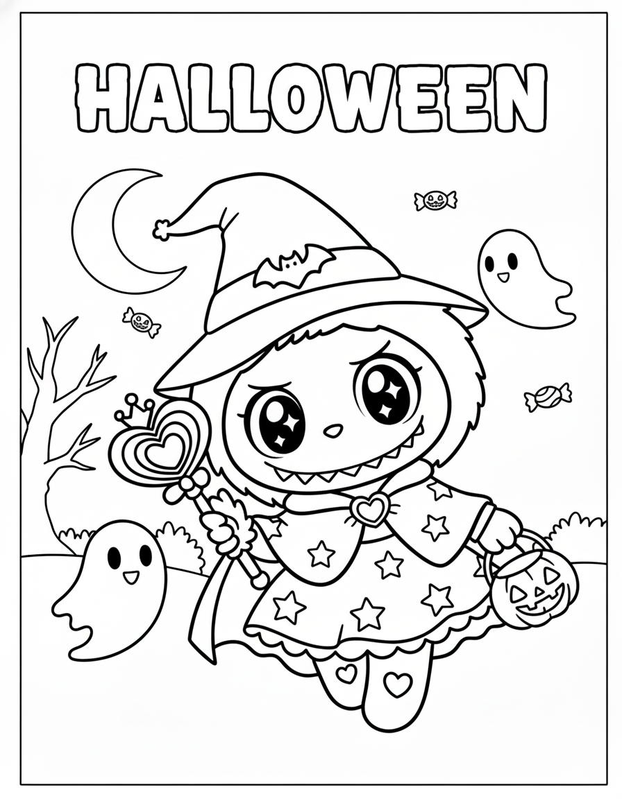 coloriage Labubu Halloween pour enfant de 4 ans