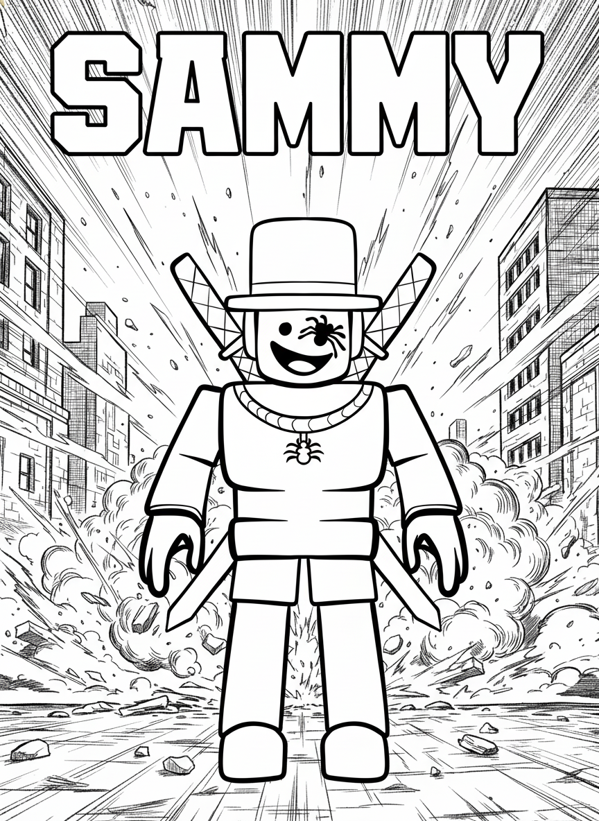 coloriage Sammy Roblox a dessiner en ligne