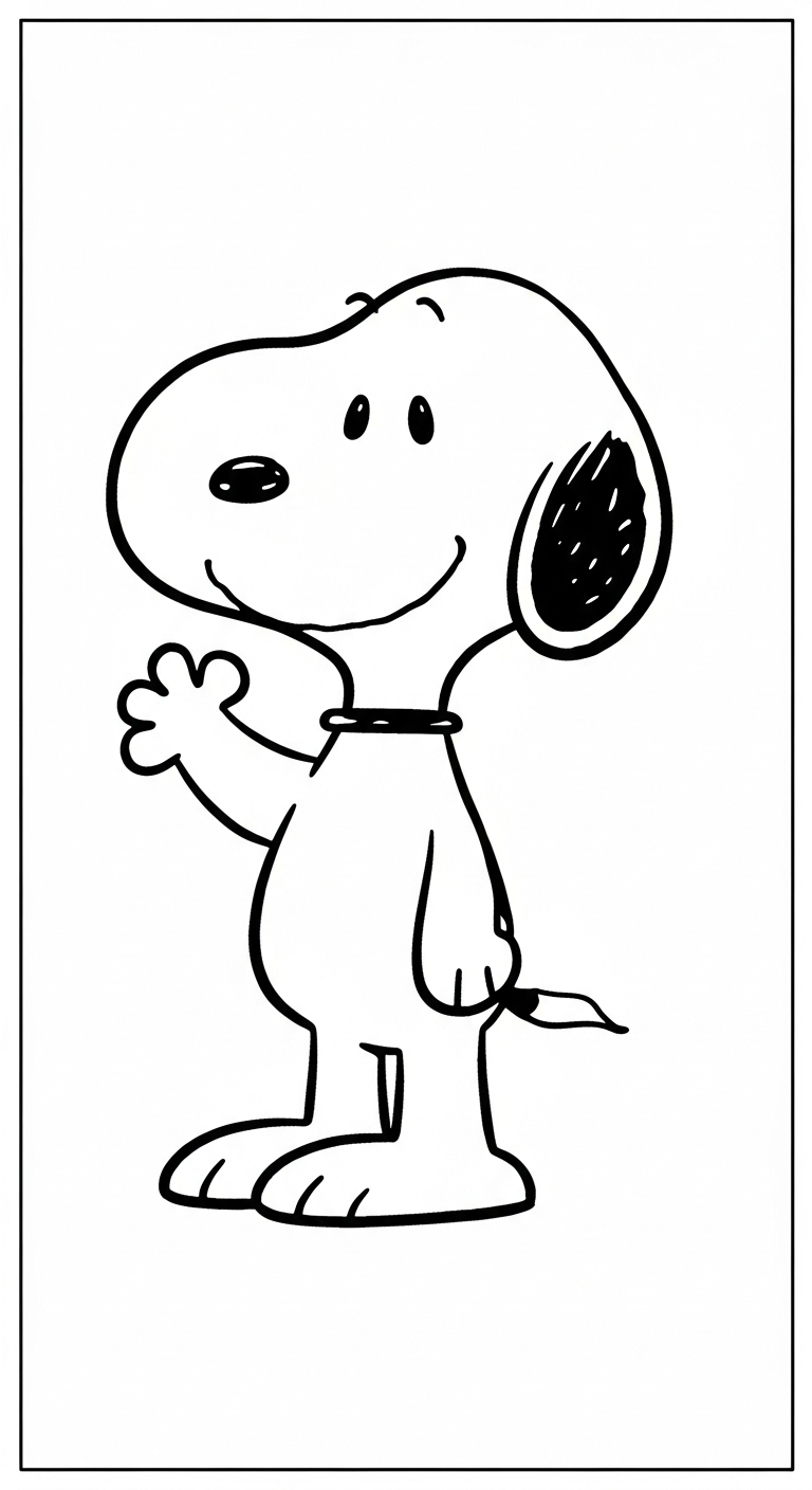 coloriage Snoopy updated à imprimer pour enfant de 6 ans