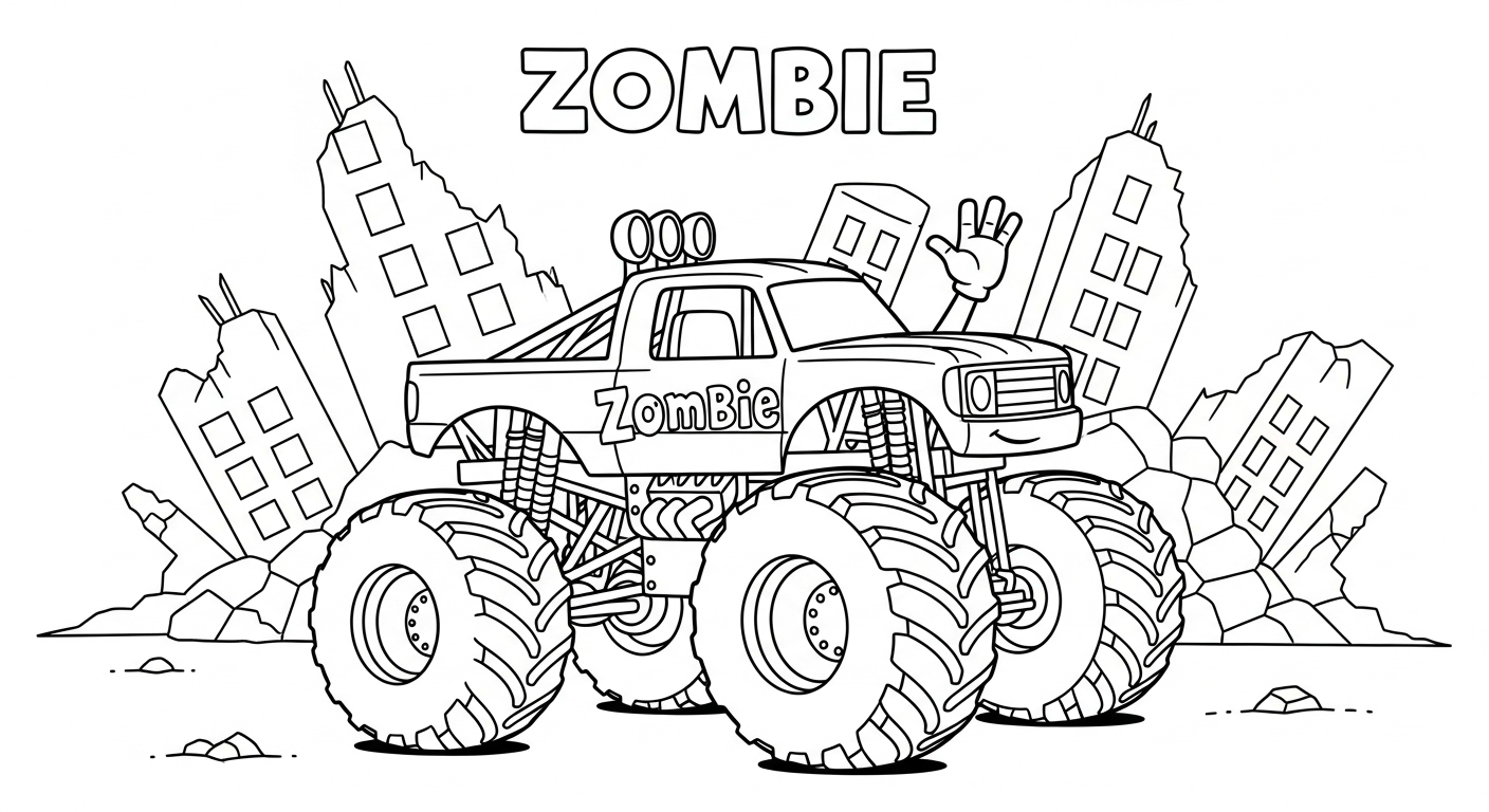 coloriage fond decran Monster Jam à imprimer kawaii