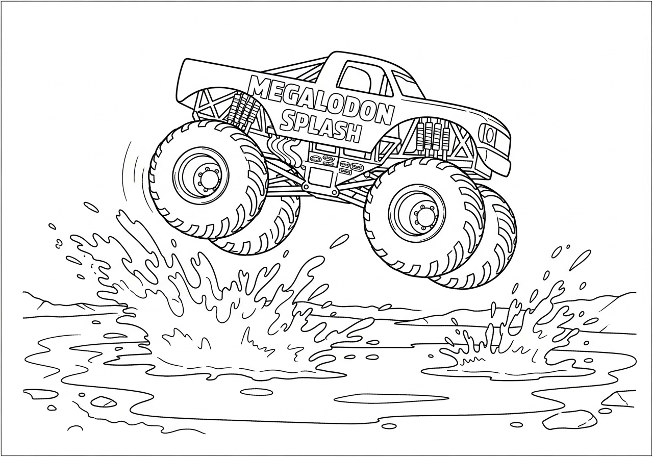 coloriage fond decran Monster Jam pour enfants à télécharger