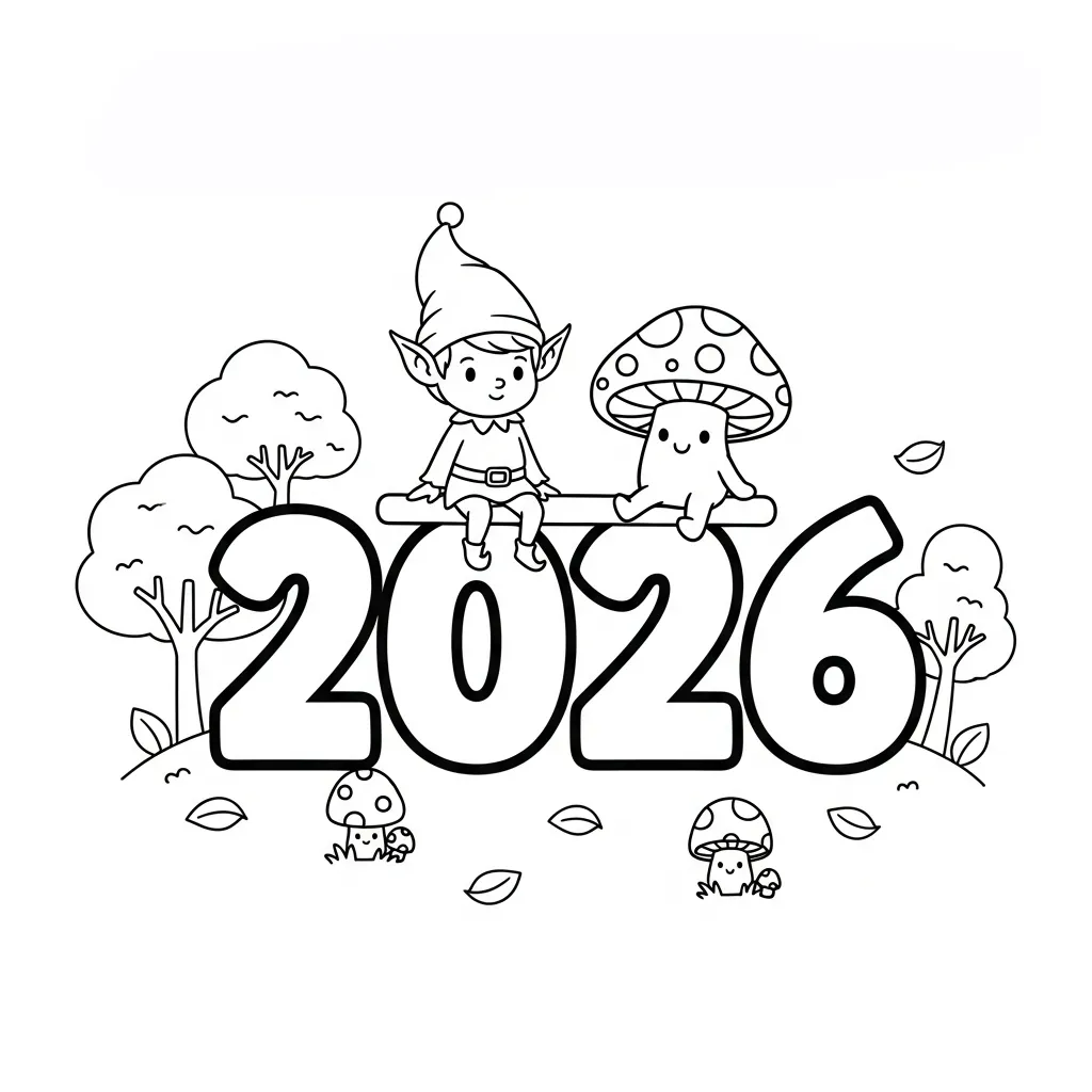 coloriage 2026 pour enfants à télécharger 1