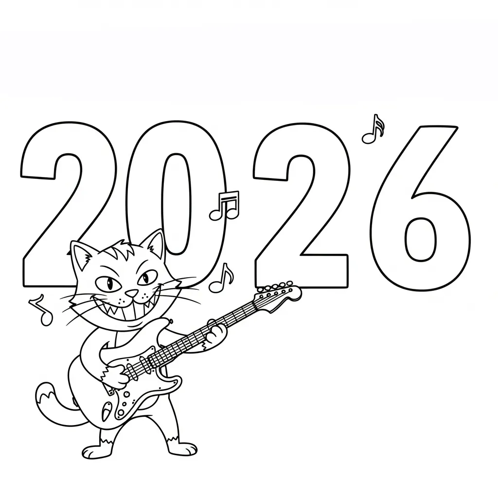 coloriage 2026 et découpage à imprimer