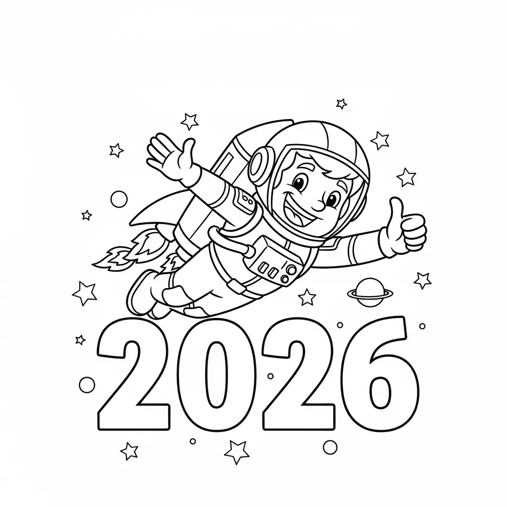 coloriage 2026 pour enfants a imprimer