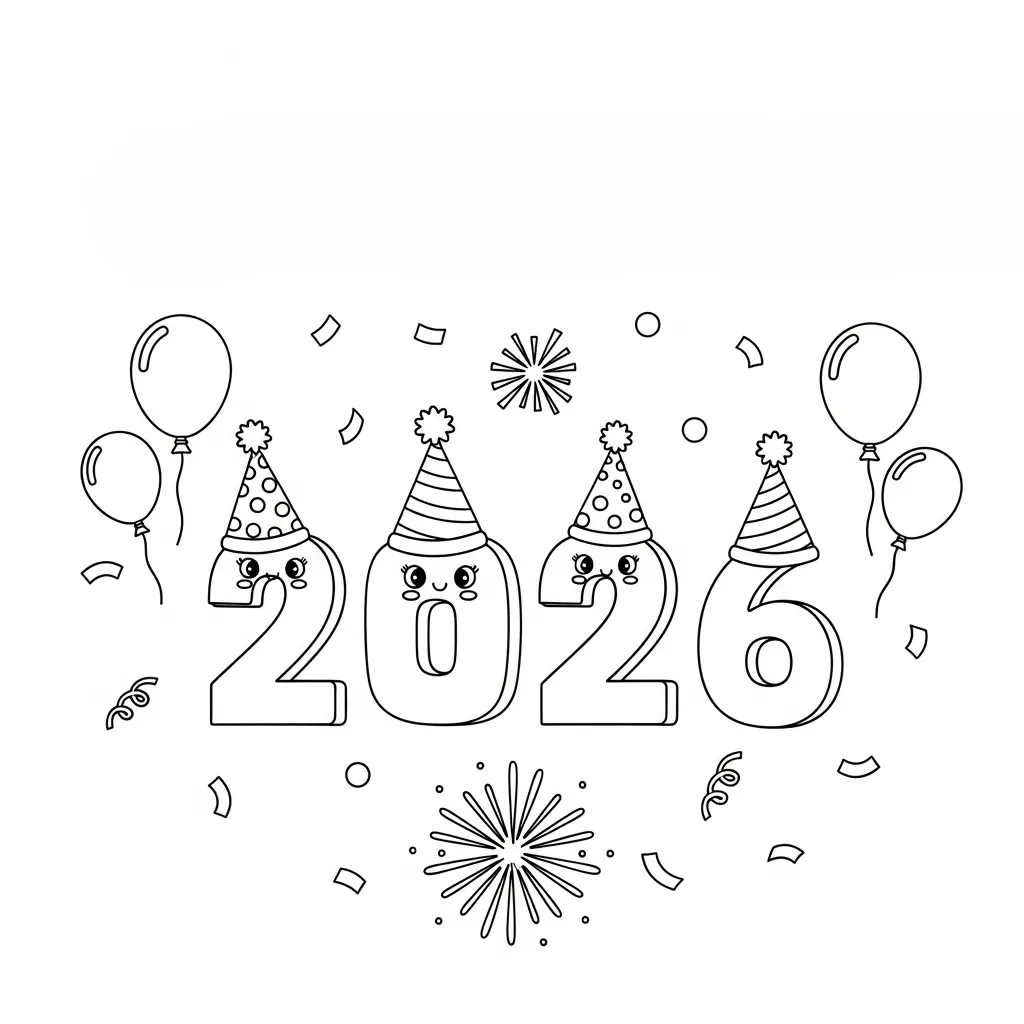 coloriage 2026 à imprimer pour enfants