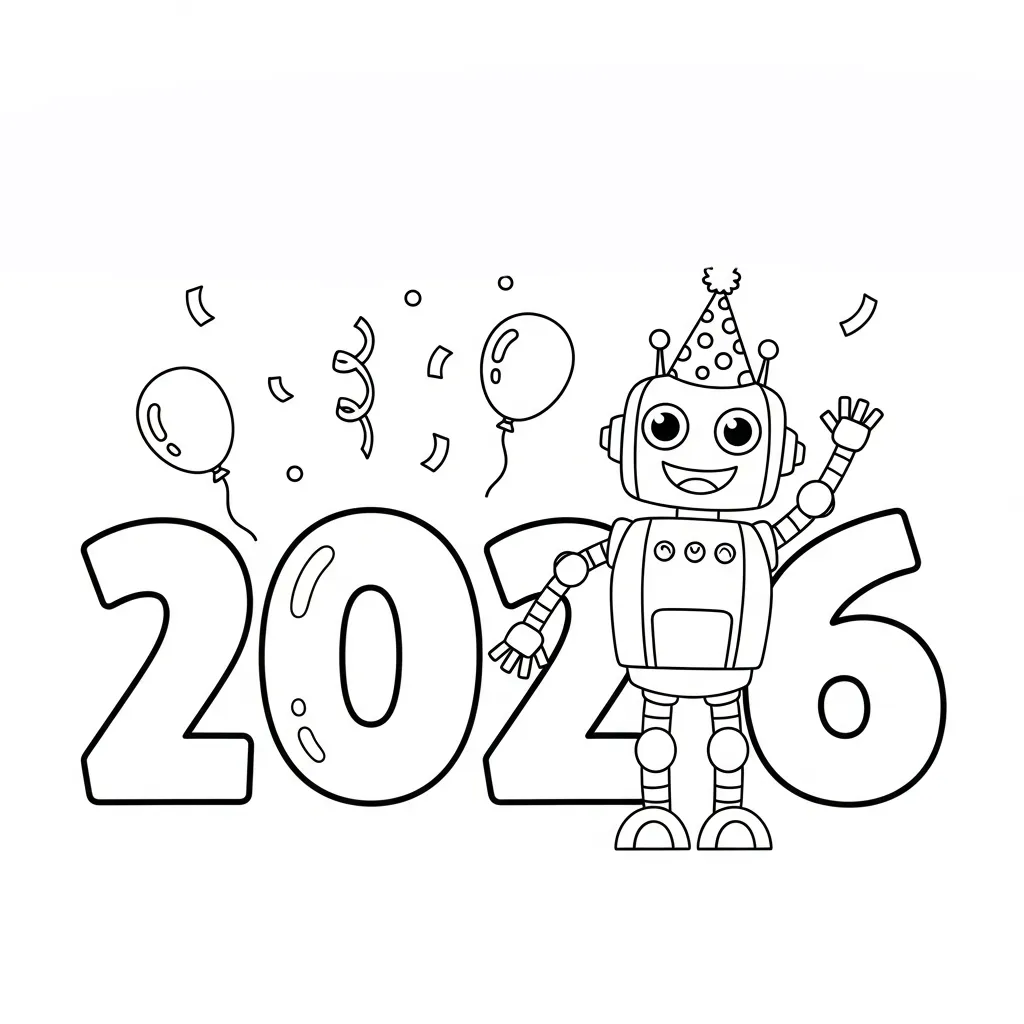 coloriage 2026 et découpage à imprimer 1