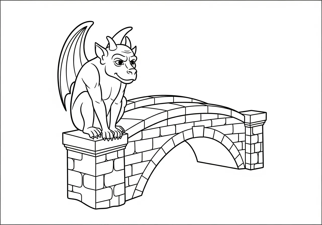 coloriage Gargouille et découpage à imprimer