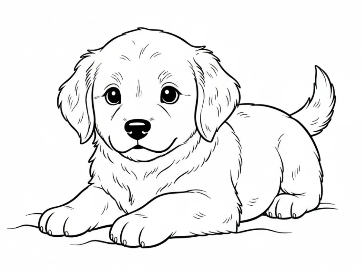 coloriage Golden Retriever à imprimer pour enfant de 10 ans