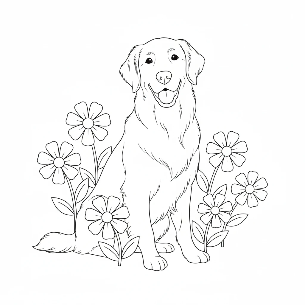coloriage Golden Retriever à imprimer pdf gratuit