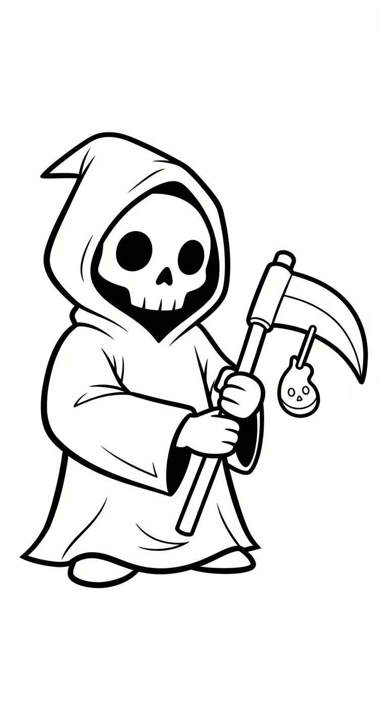 coloriage Grim Reaper à imprimer pour enfant de 4 ans