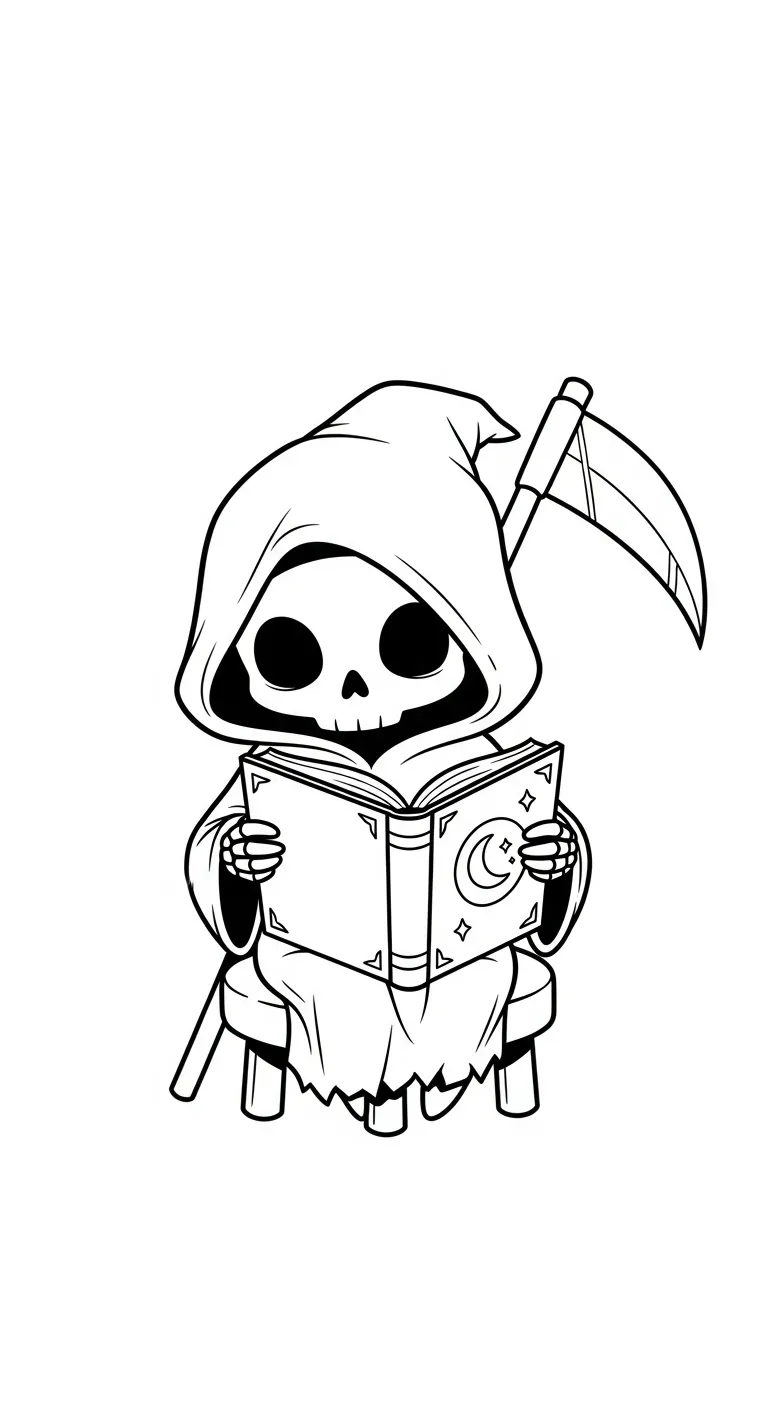 coloriage Grim Reaper et découpage à imprimer