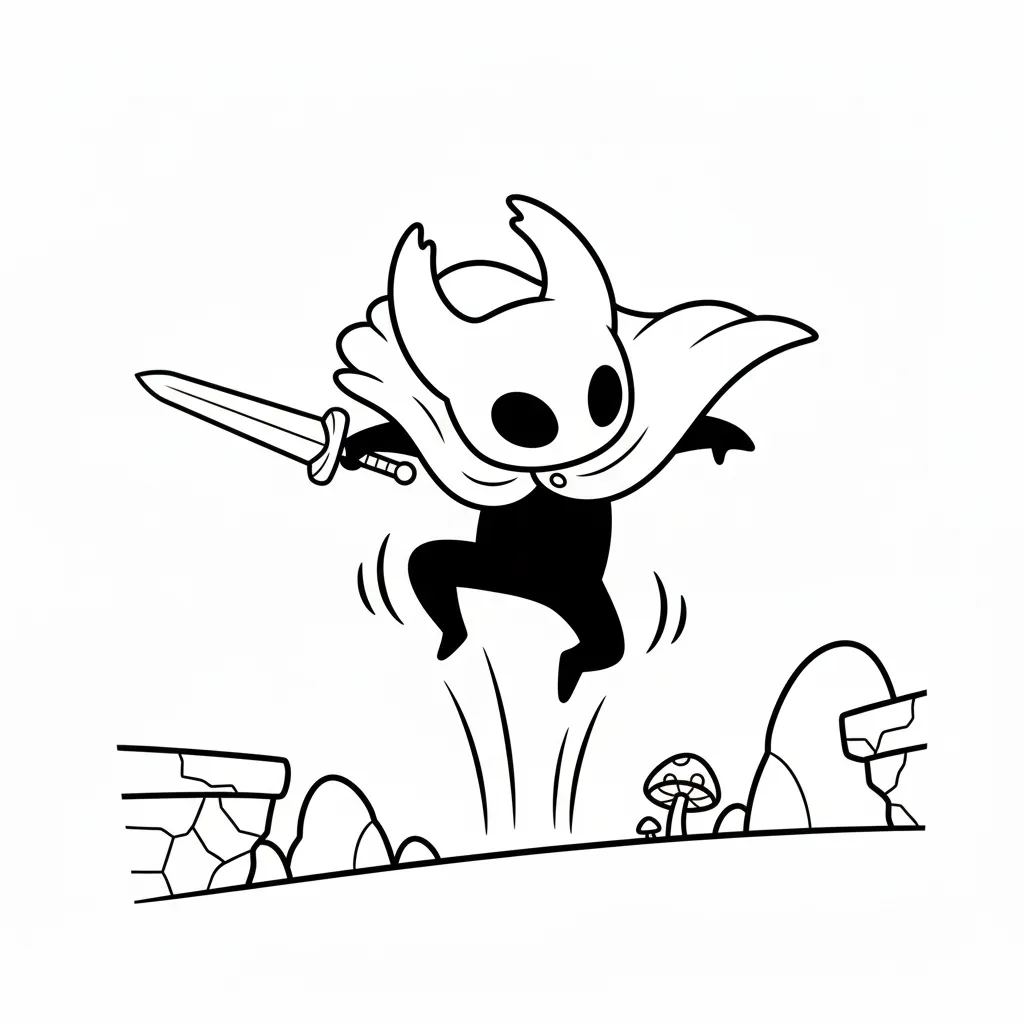 coloriage Hollow Knight à imprimer pour enfant de 2 ans 1