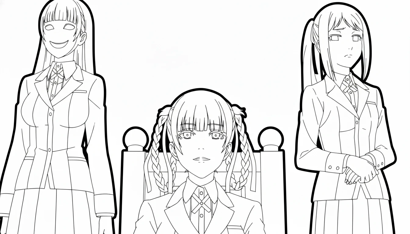 coloriage Kakegurui à imprimer pour enfant de 4 ans