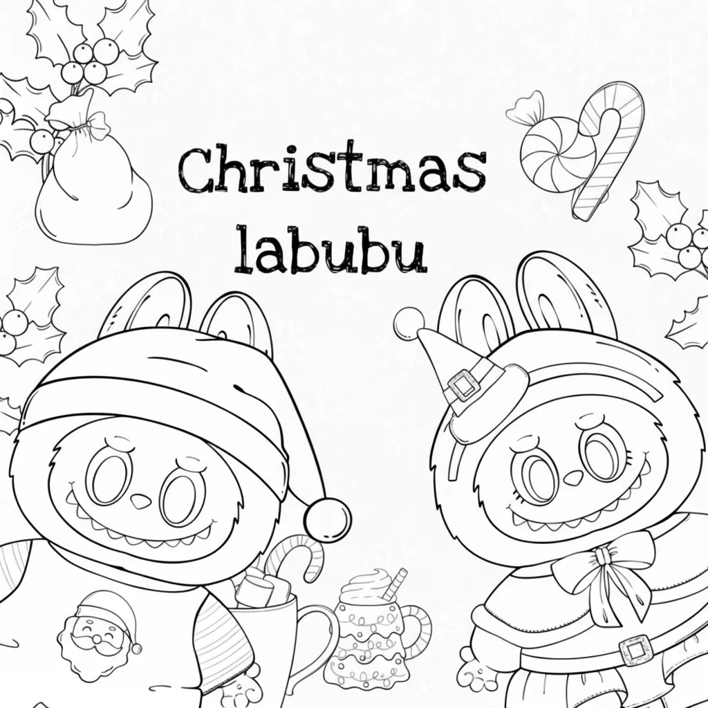 coloriage Labubu Noel à imprimer pdf 1
