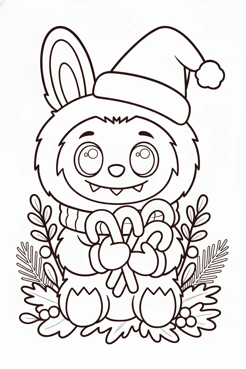 coloriage Labubu Noel à imprimer gratuitement