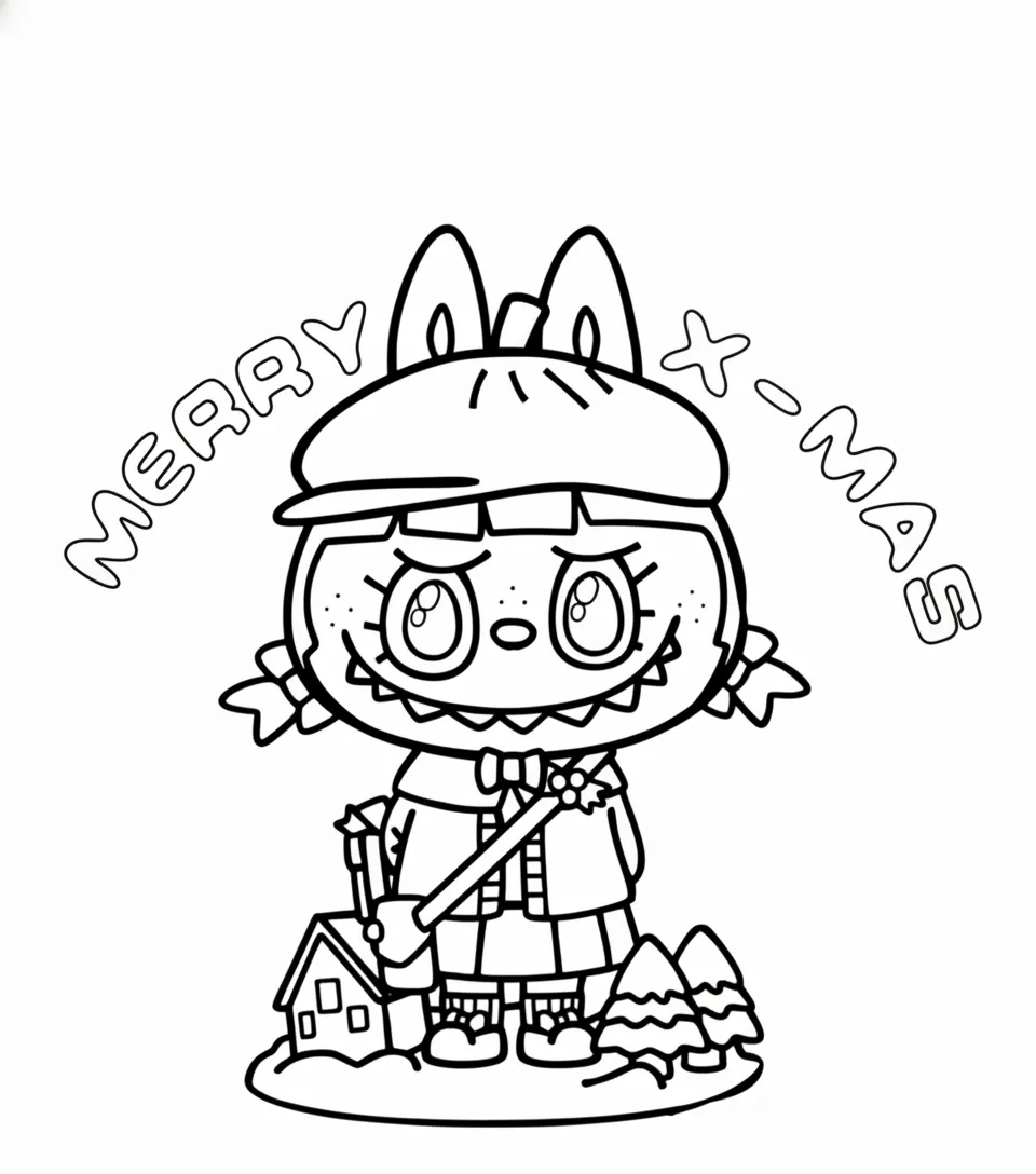 coloriage Labubu Noel a colorier en ligne