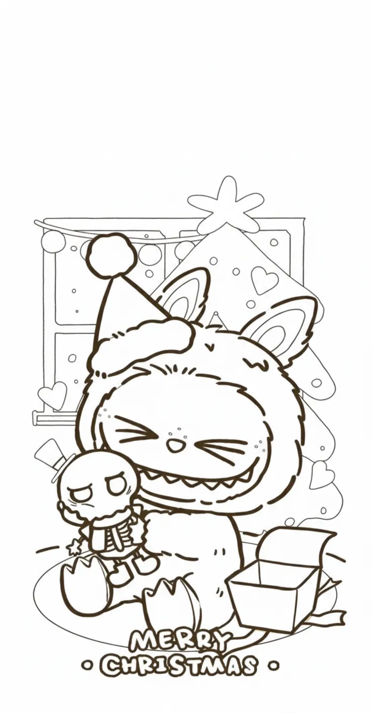 coloriage Labubu Noel a colorier en ligne gratuitement