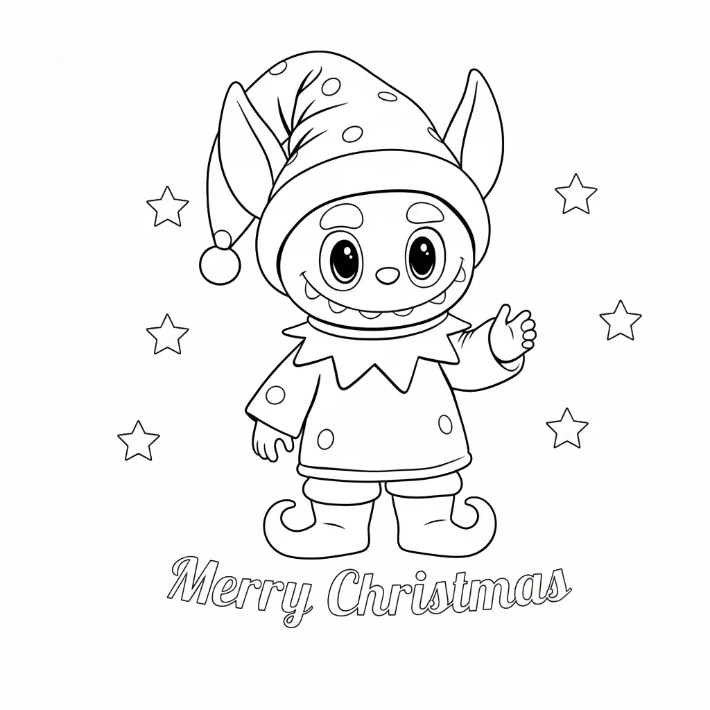 a imprimer coloriage Labubu Noel gratuit