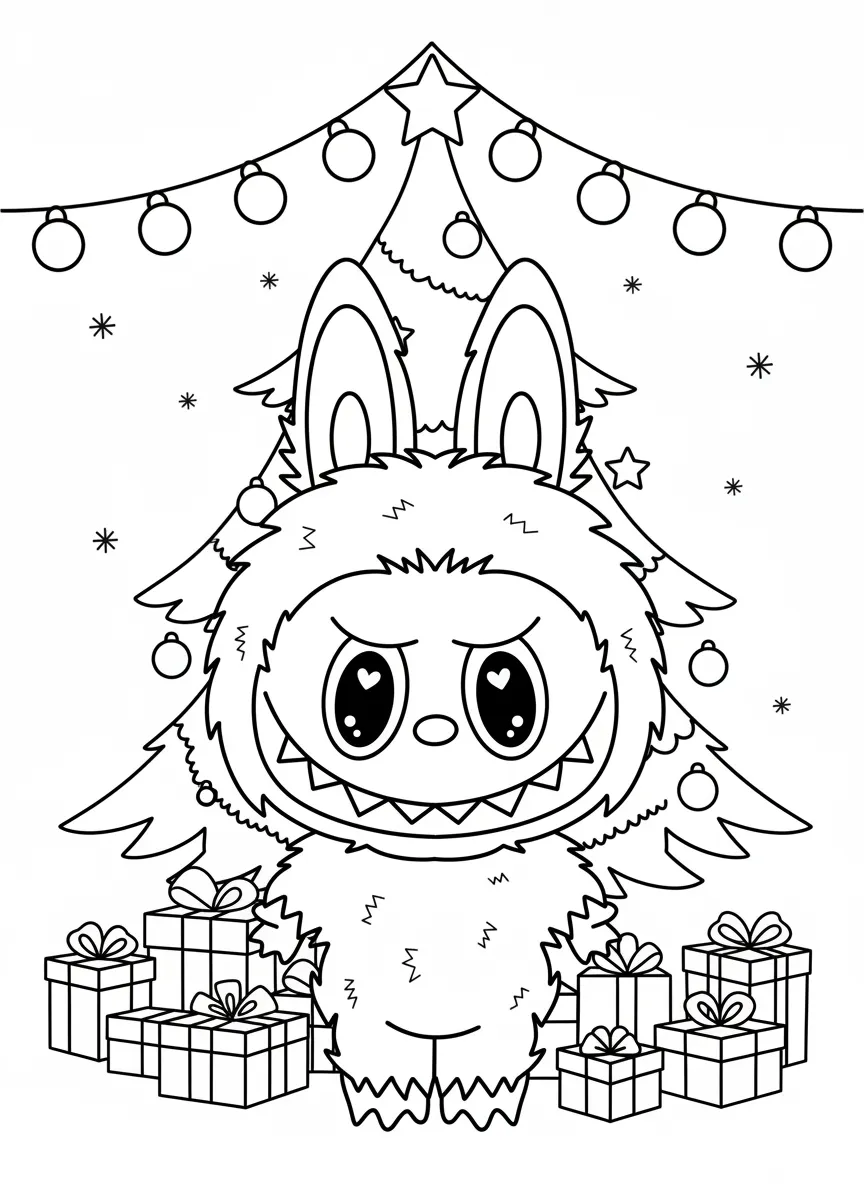 imprimer coloriage Labubu Noel