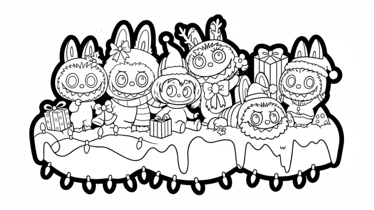 coloriage Labubu Noel a telecharger