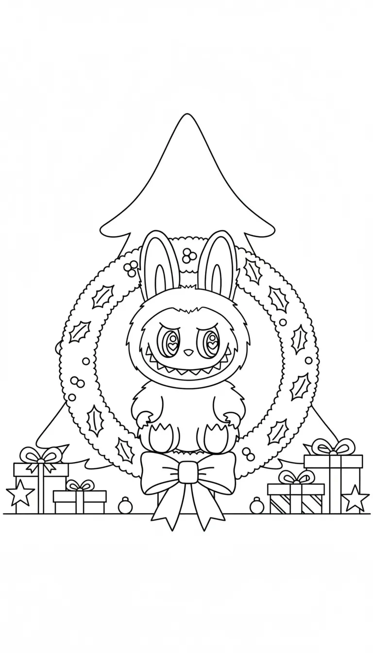 coloriage Labubu Noel educatif pour enfant