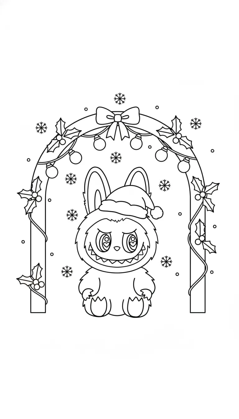 imprimer coloriage Labubu Noel pour enfant 1