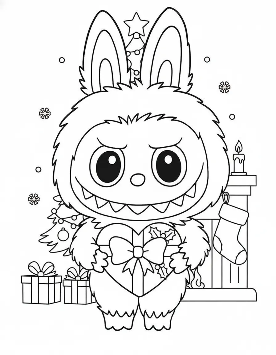 coloriage Labubu Noel pour enfant gratuit