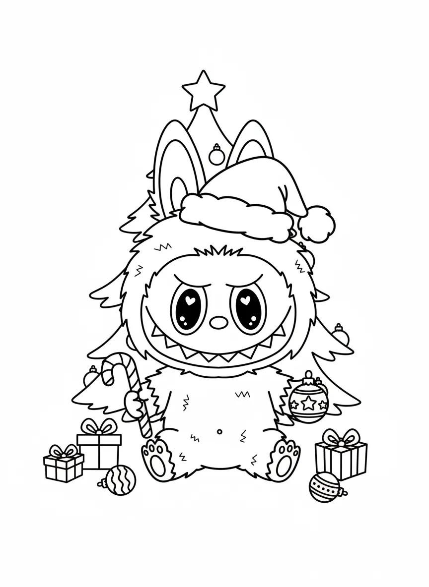 coloriage Labubu Noel et dessin a imprimer 1