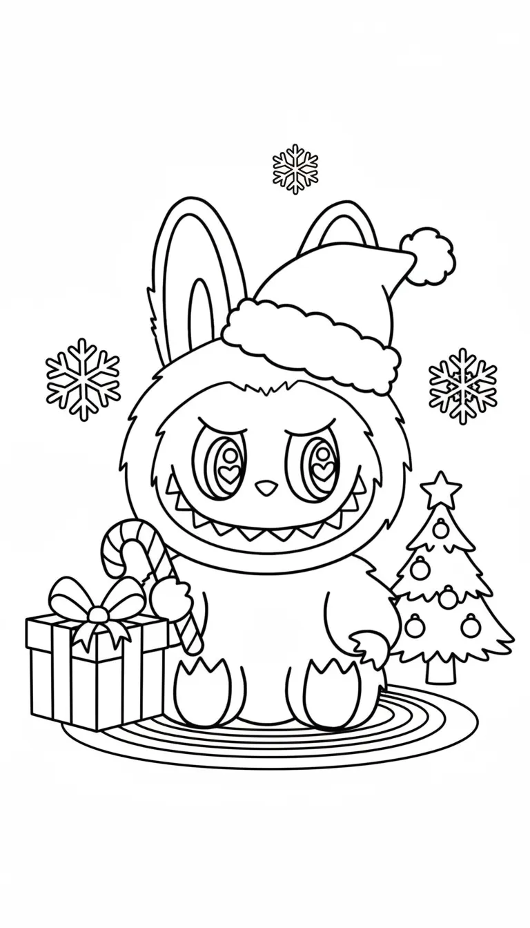 coloriage Labubu Noel pour enfant de 4 ans