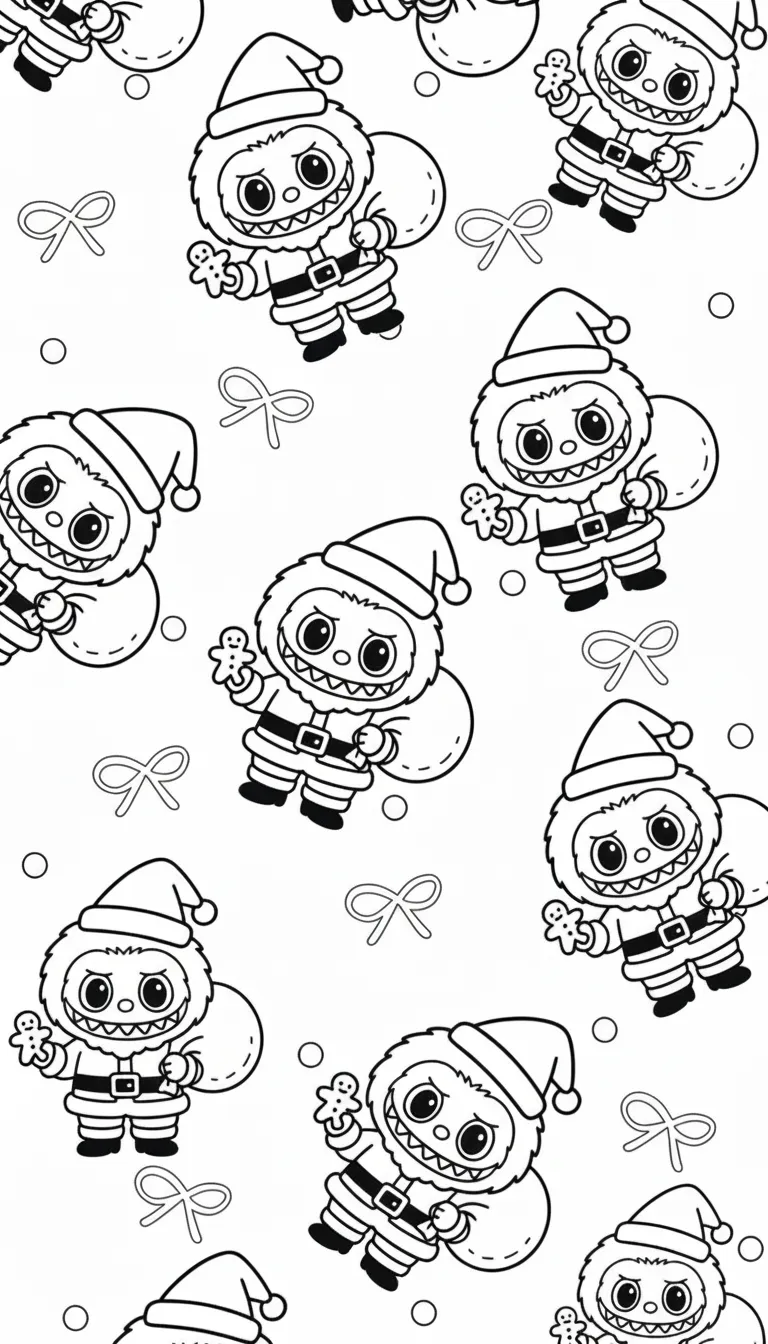 coloriage Labubu Noel gratuit à imprimer 2