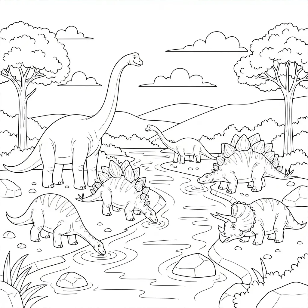 image de coloriage Préhistoire pour enfant