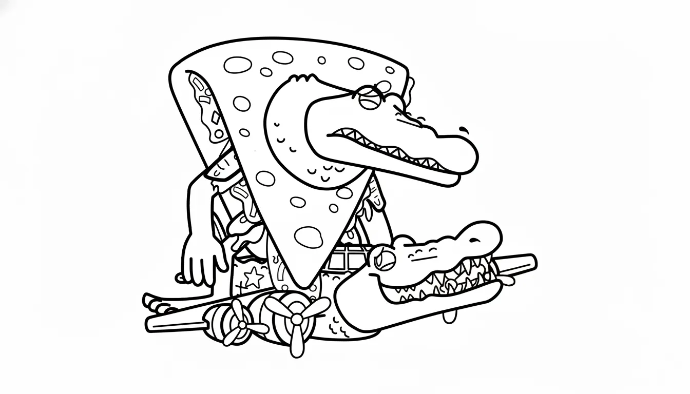 coloriage Quesadilla Crocodila pour enfant de 4 ans
