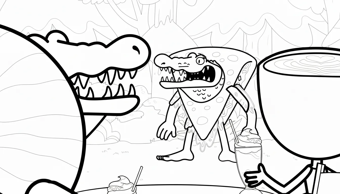 coloriage Quesadilla Crocodila pour enfant de 4 ans 1