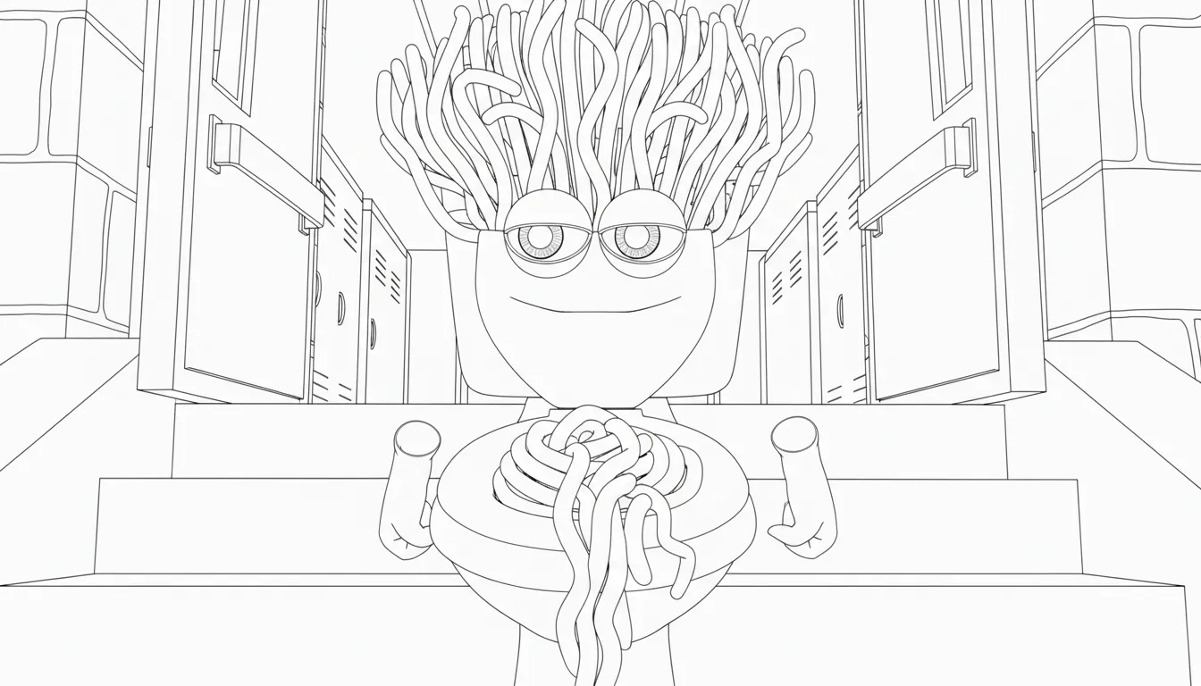 coloriage Spaghetti Toilette à imprimer pour enfant de 12 ans