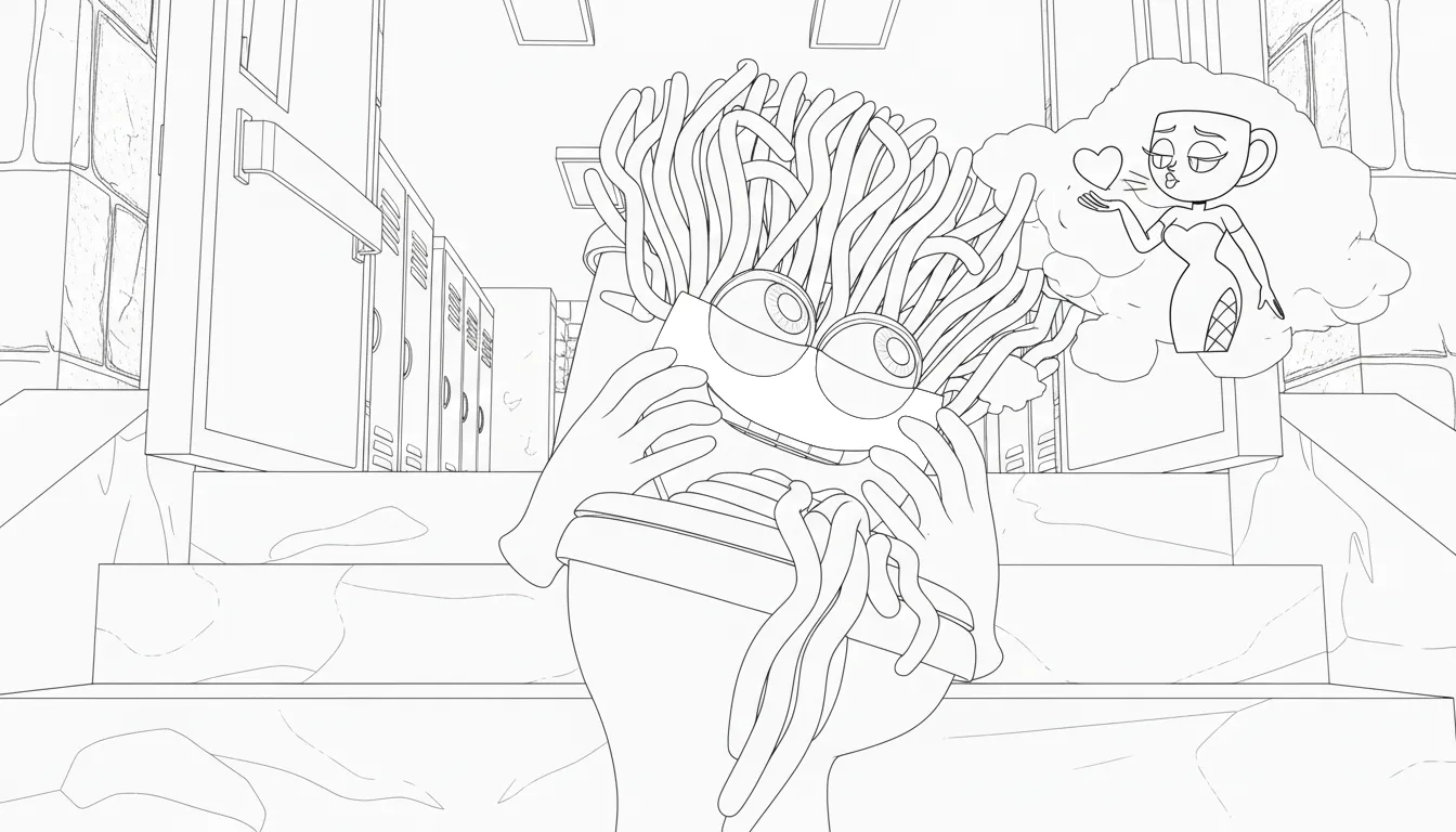 coloriage Spaghetti Toilette et découpage à imprimer