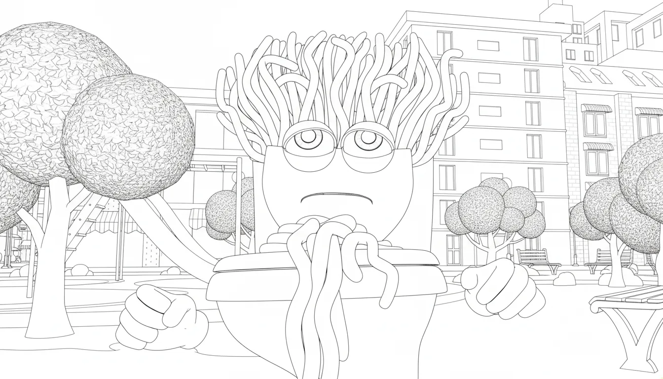 coloriage Spaghetti Toilette pour enfant de 7 ans