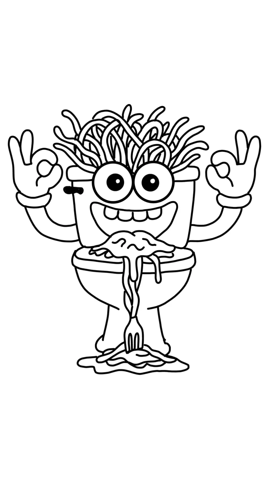 coloriage Spaghetti Toilette pour enfant de 4 ans