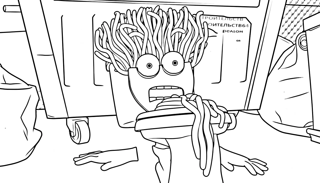 coloriage Spaghetti Toilette a imprimer