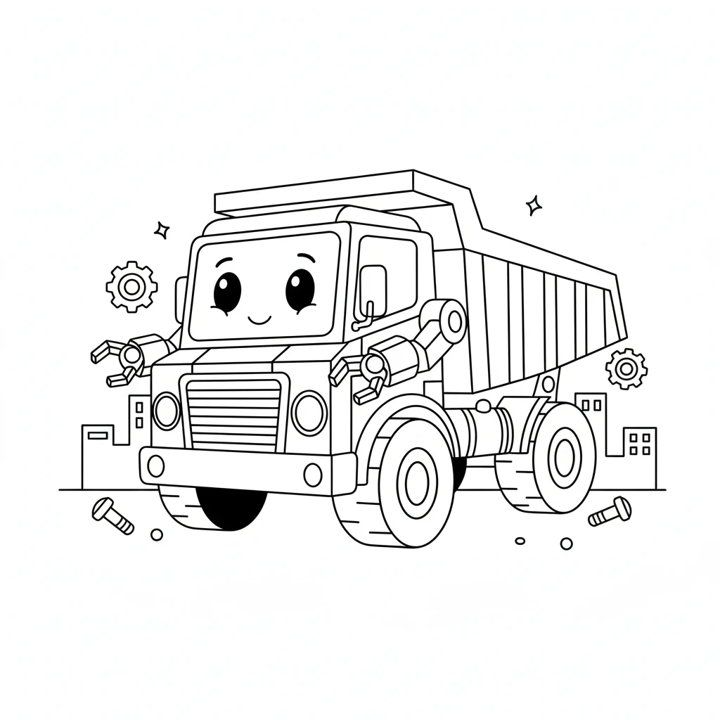 coloriage Tombereau pour enfants a imprimer gratuit