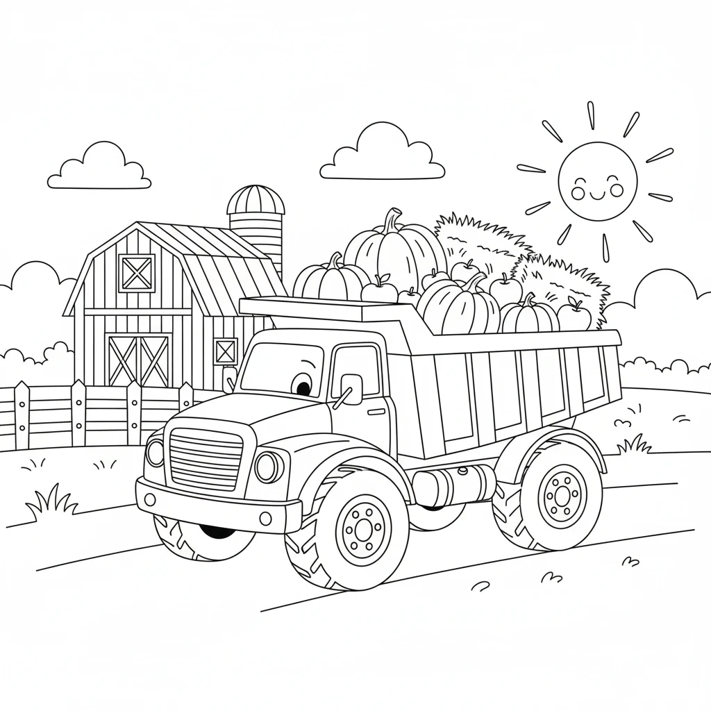 image de coloriage Tombereau pour enfant 2